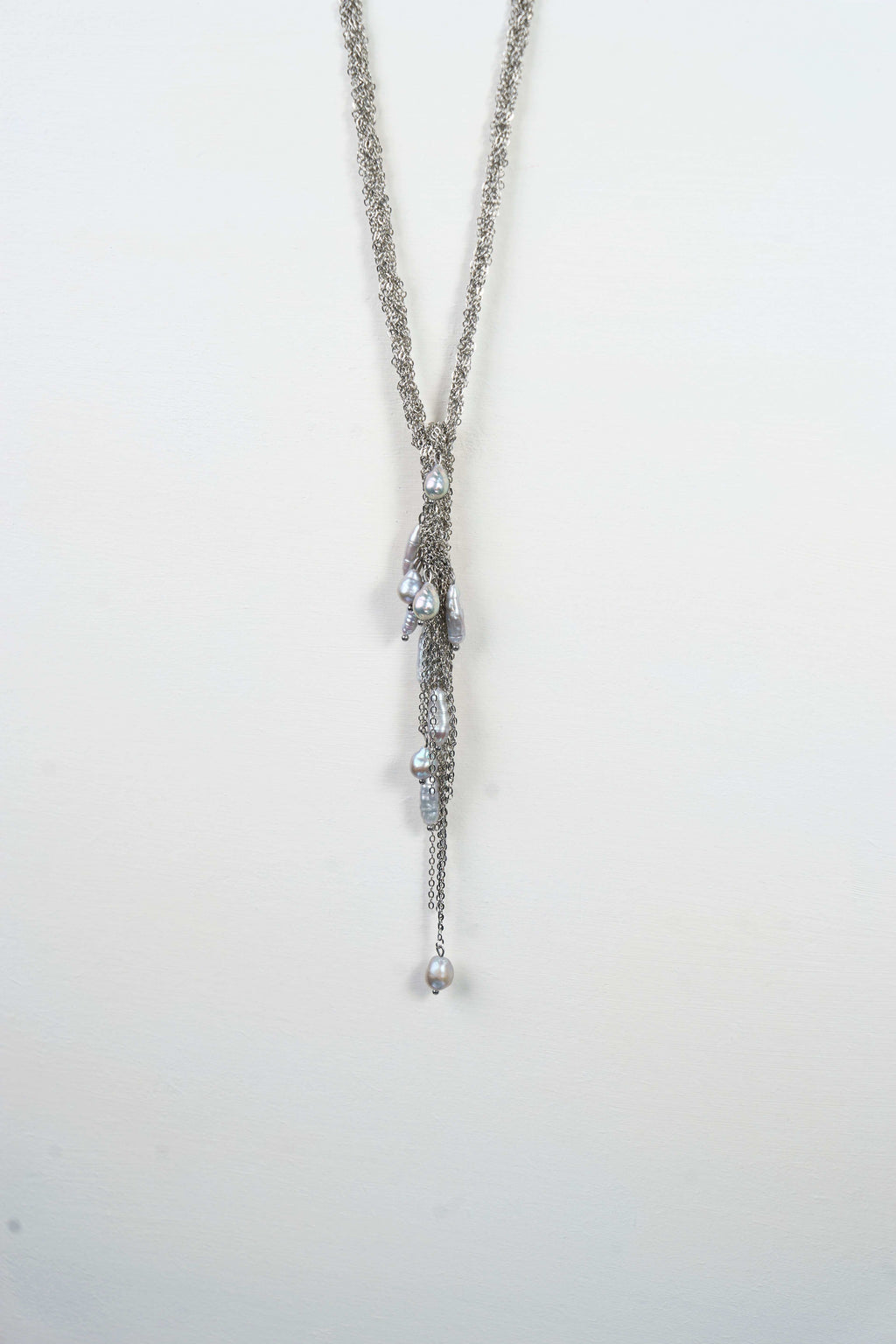 Pearls Necklace (Silver × White)