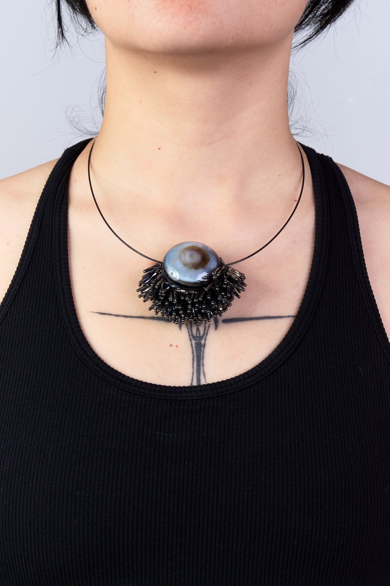 Agate & Glass Beads Choker (Navy Blue) - Machtvoll