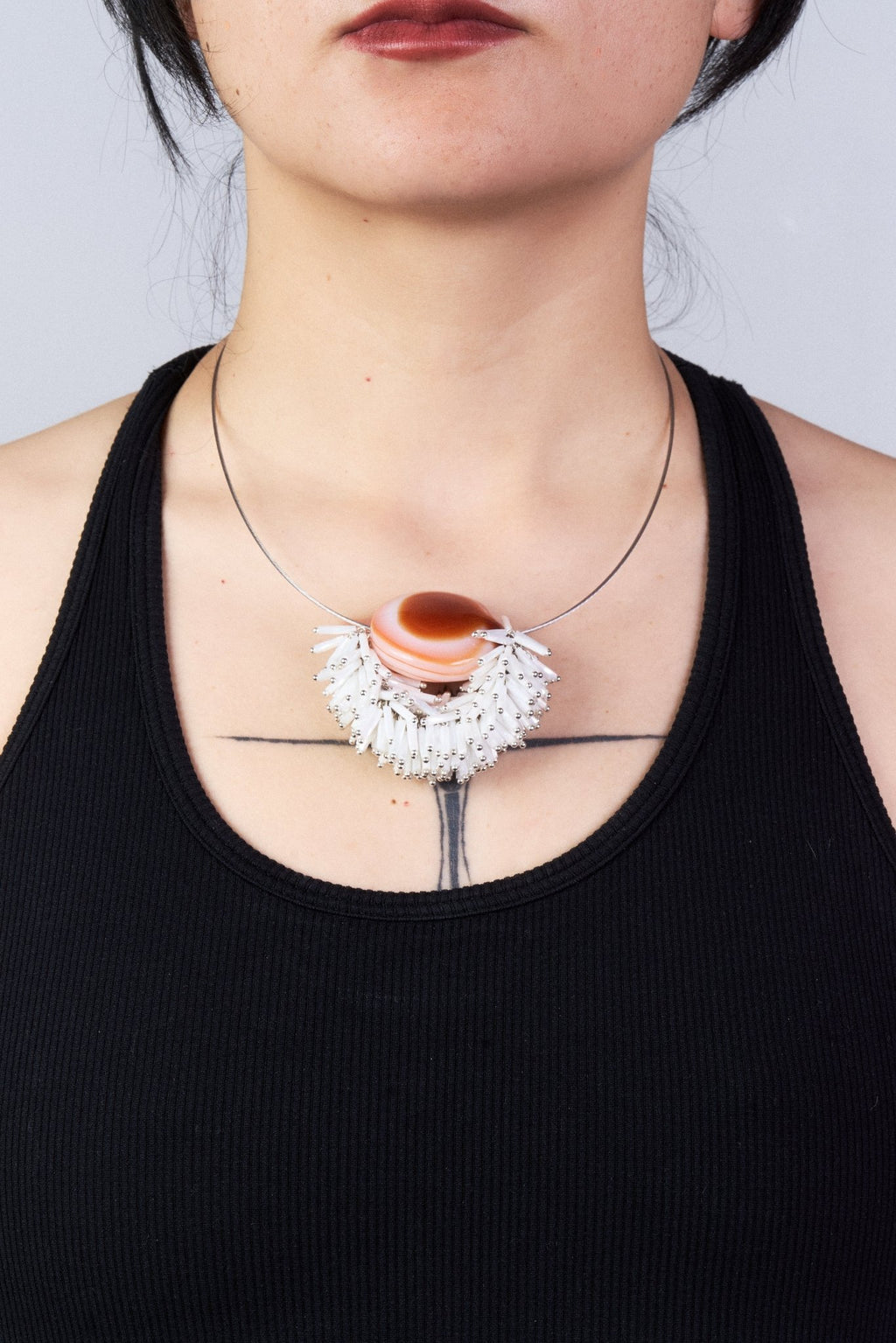 Agate & Glass Choker (White × Orange) - Machtvoll