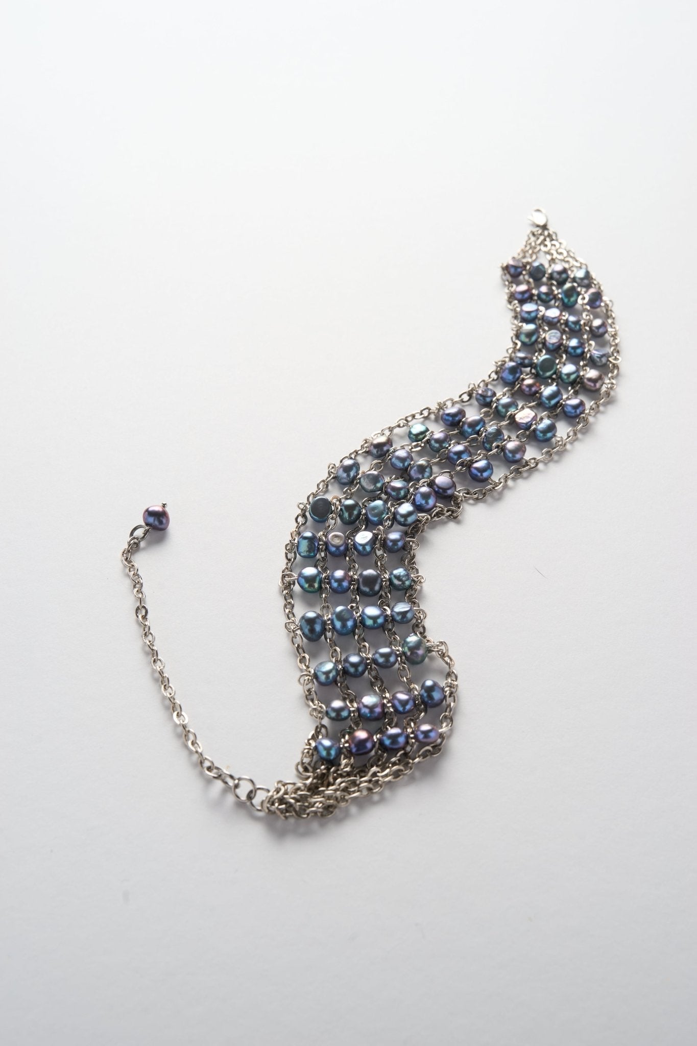 Blue Pearl Wide Choker (Silver × Blue) - Machtvoll