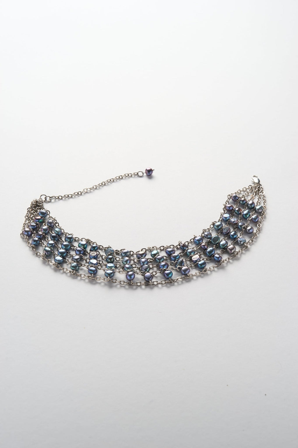 Blue Pearl Wide Choker (Silver × Blue) - Machtvoll