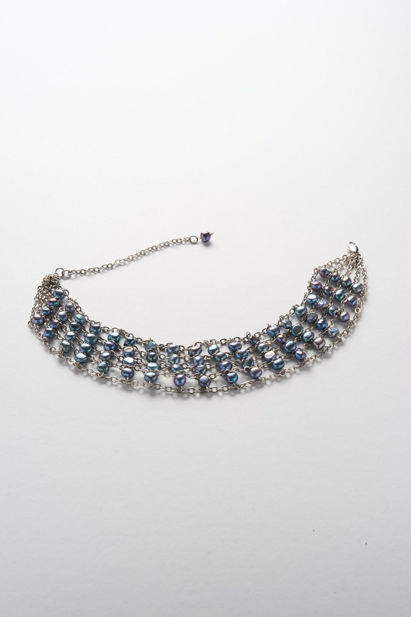 Blue Pearl Wide Choker (Silver × Blue) - Machtvoll
