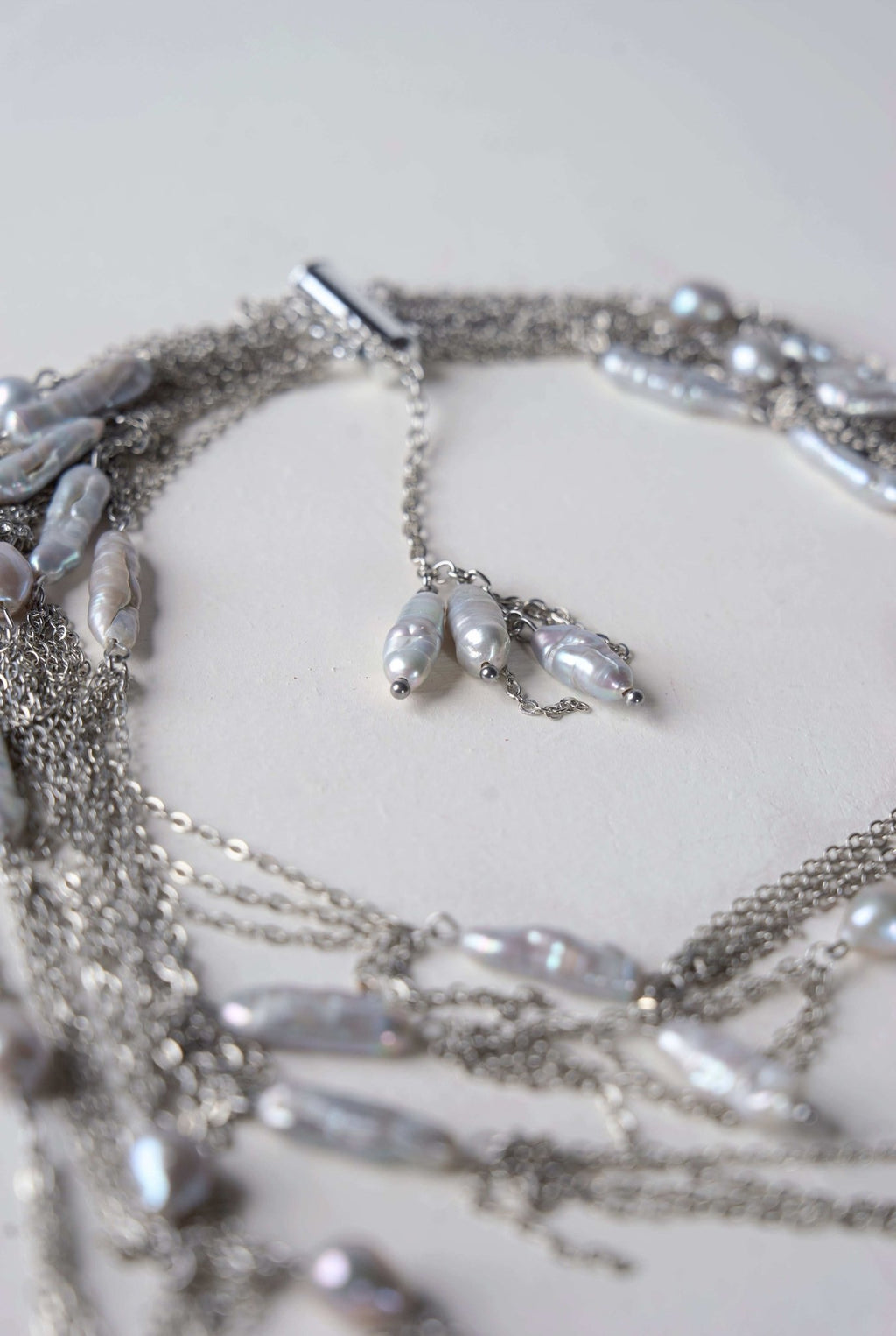 Pearls Necklace (Silver × White)