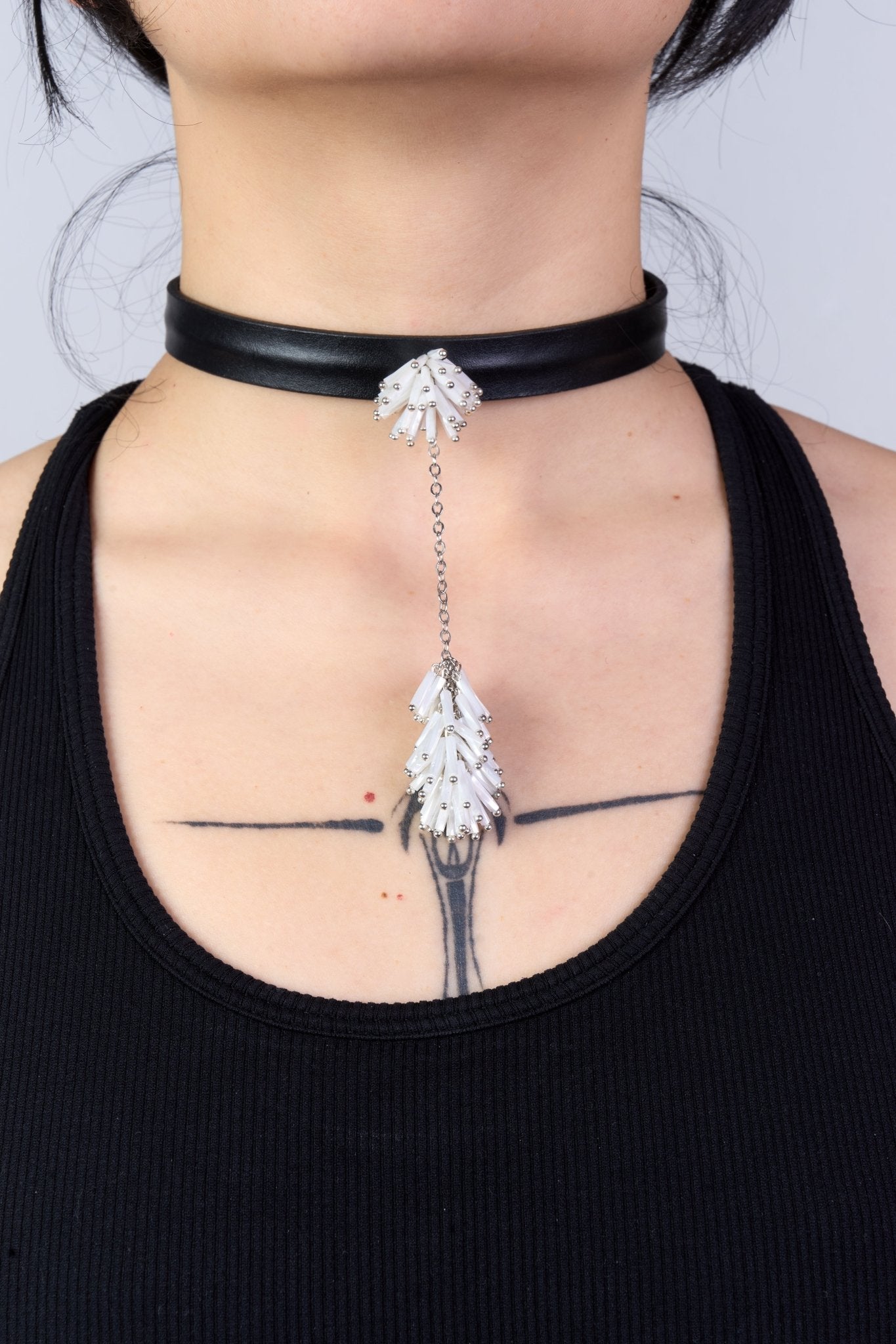 Urchins Leather Choker (Black × White) - Machtvoll