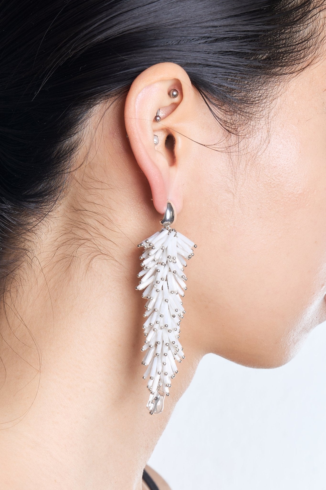 Urchins Long Earrings (White)