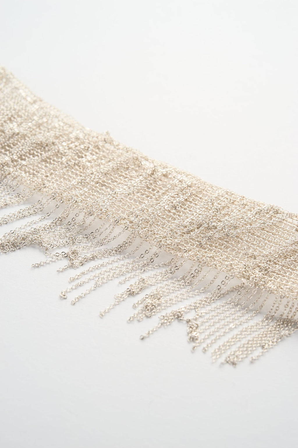 Wire Crochet Fringe Bracelet (Silver White)
