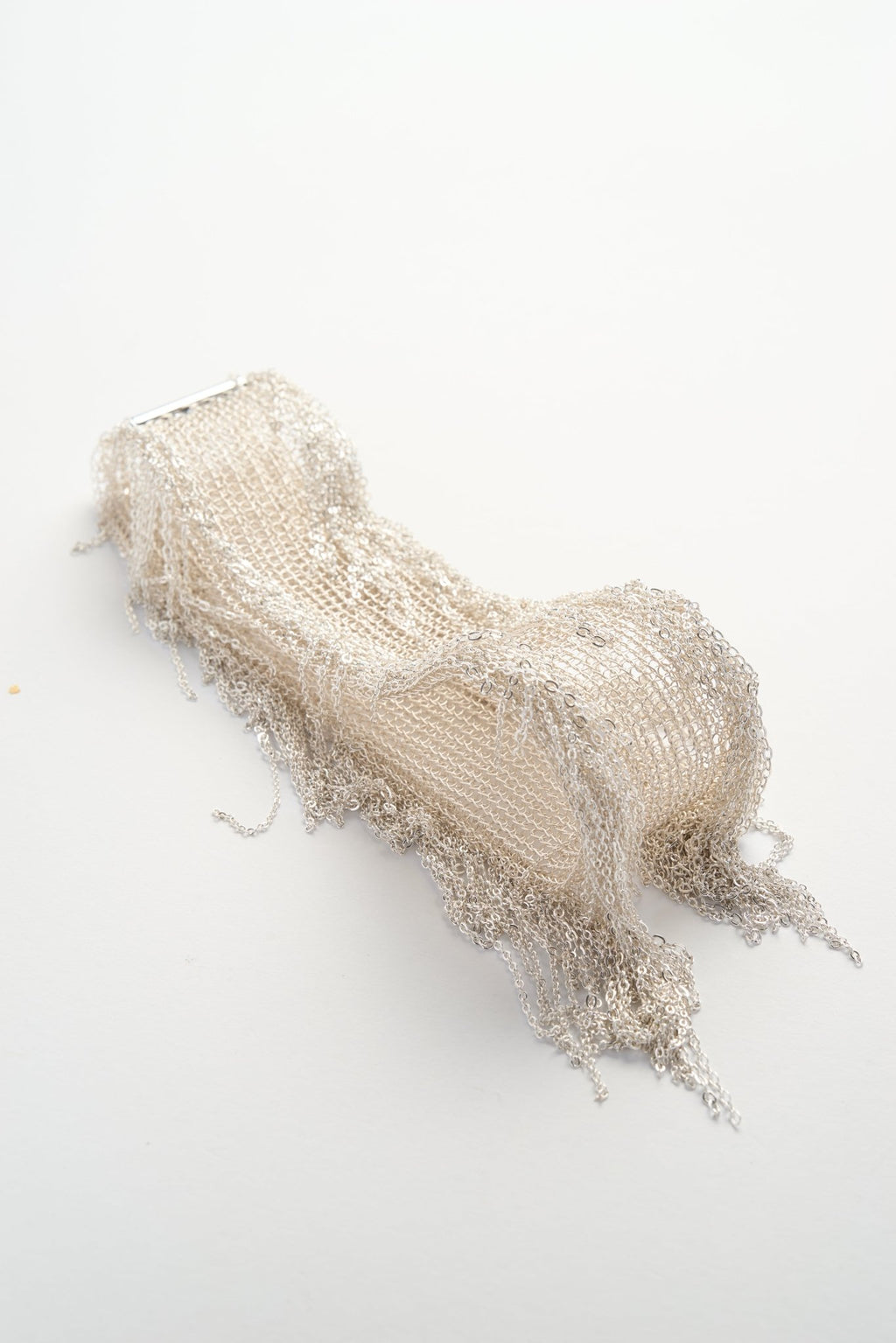 Wire Crochet Fringe Choker (Silver White)