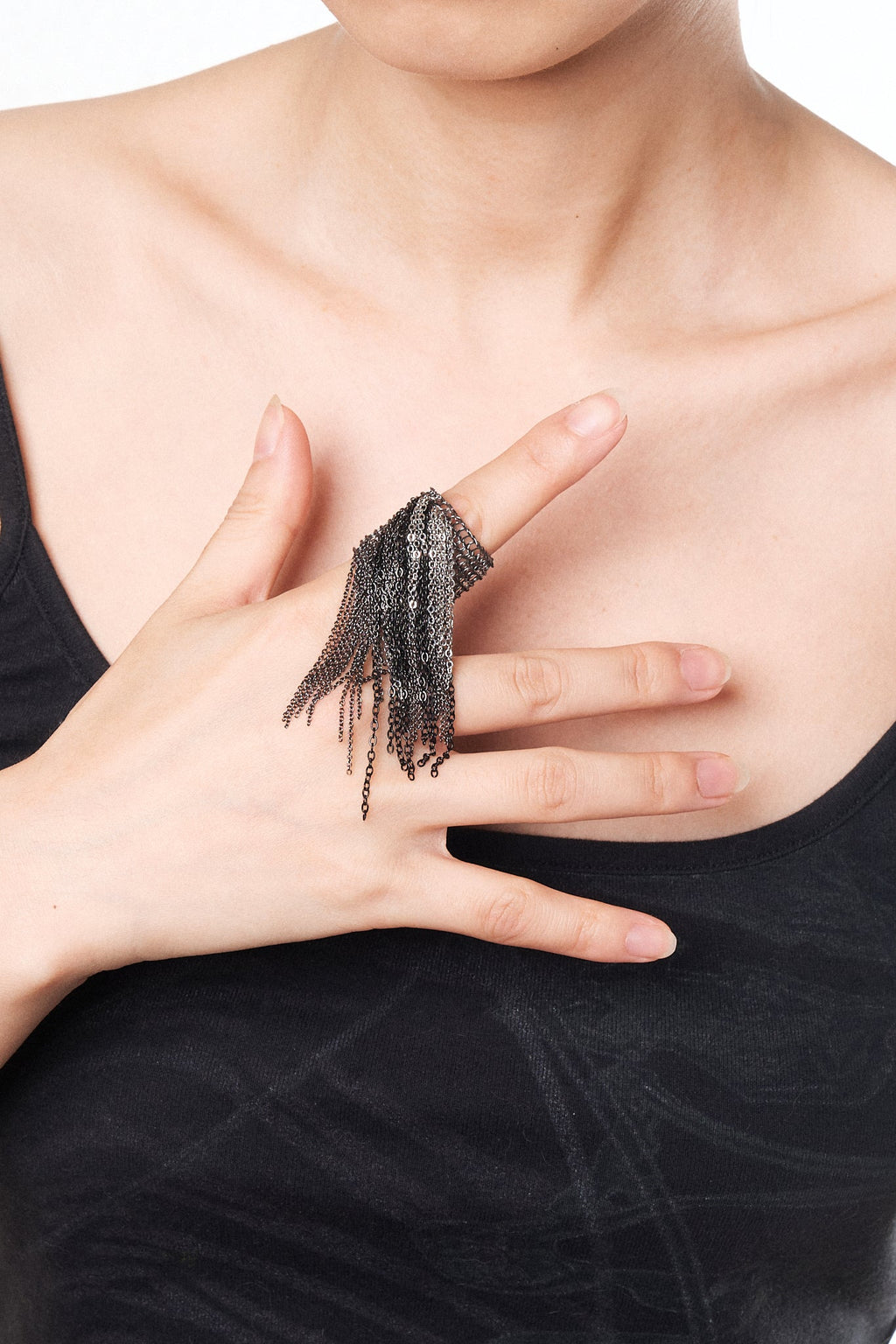 Wire Crochet Fringe Ring (Graphite Silver) - Machtvoll